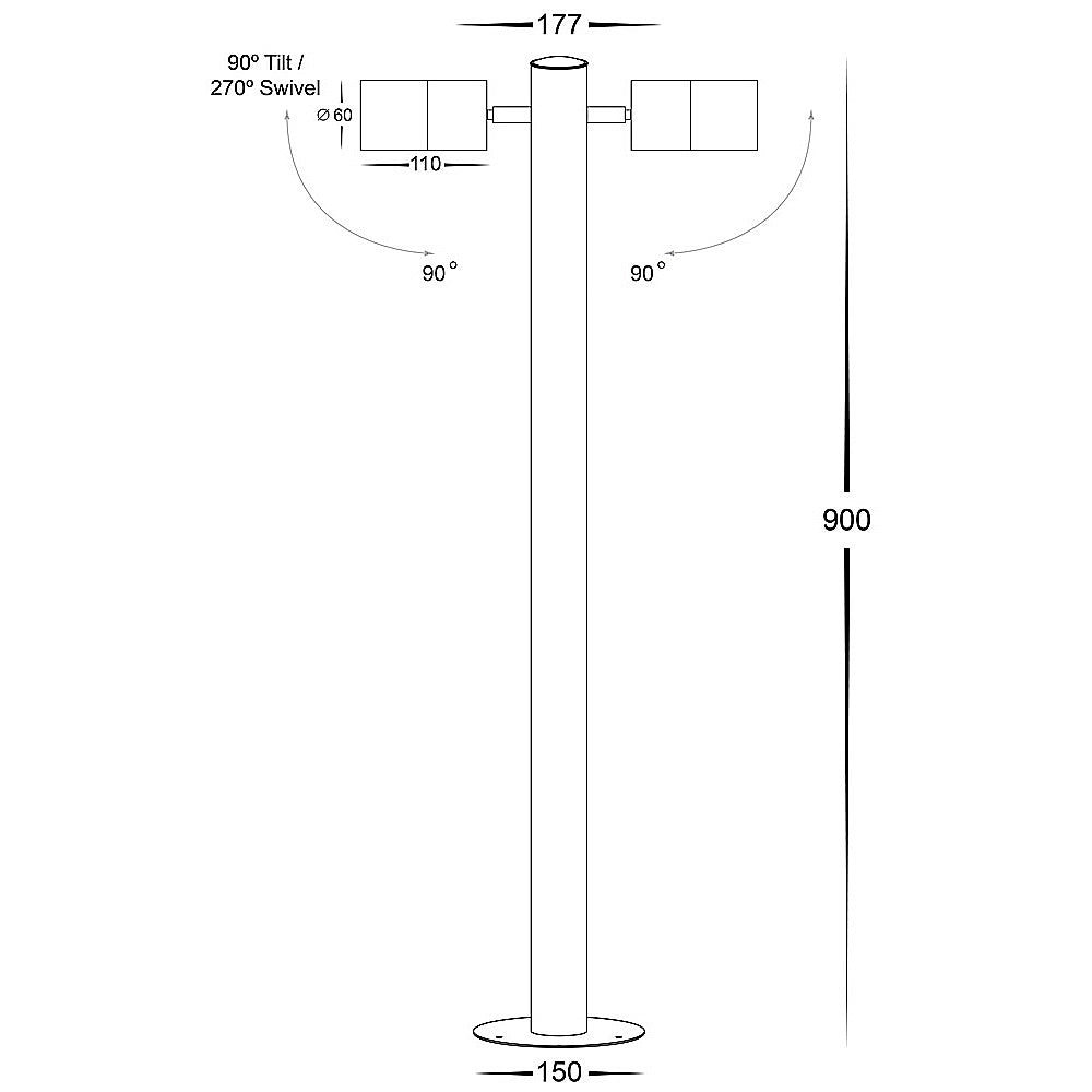 Havit HV1507T-BLK Tivah Black TRI Colour Double Adjustable LED Bollard Light