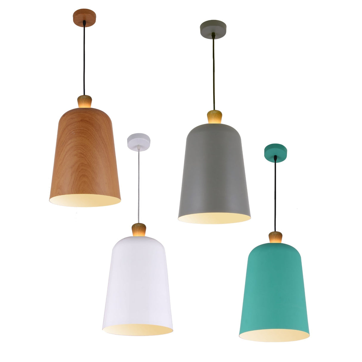 MELO Open Top Oak Metal Shade Pendant by VM Lighting