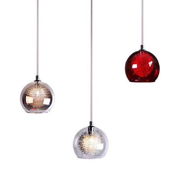 METEOR Grey/Chrome Glass Pendant by VM Lighting