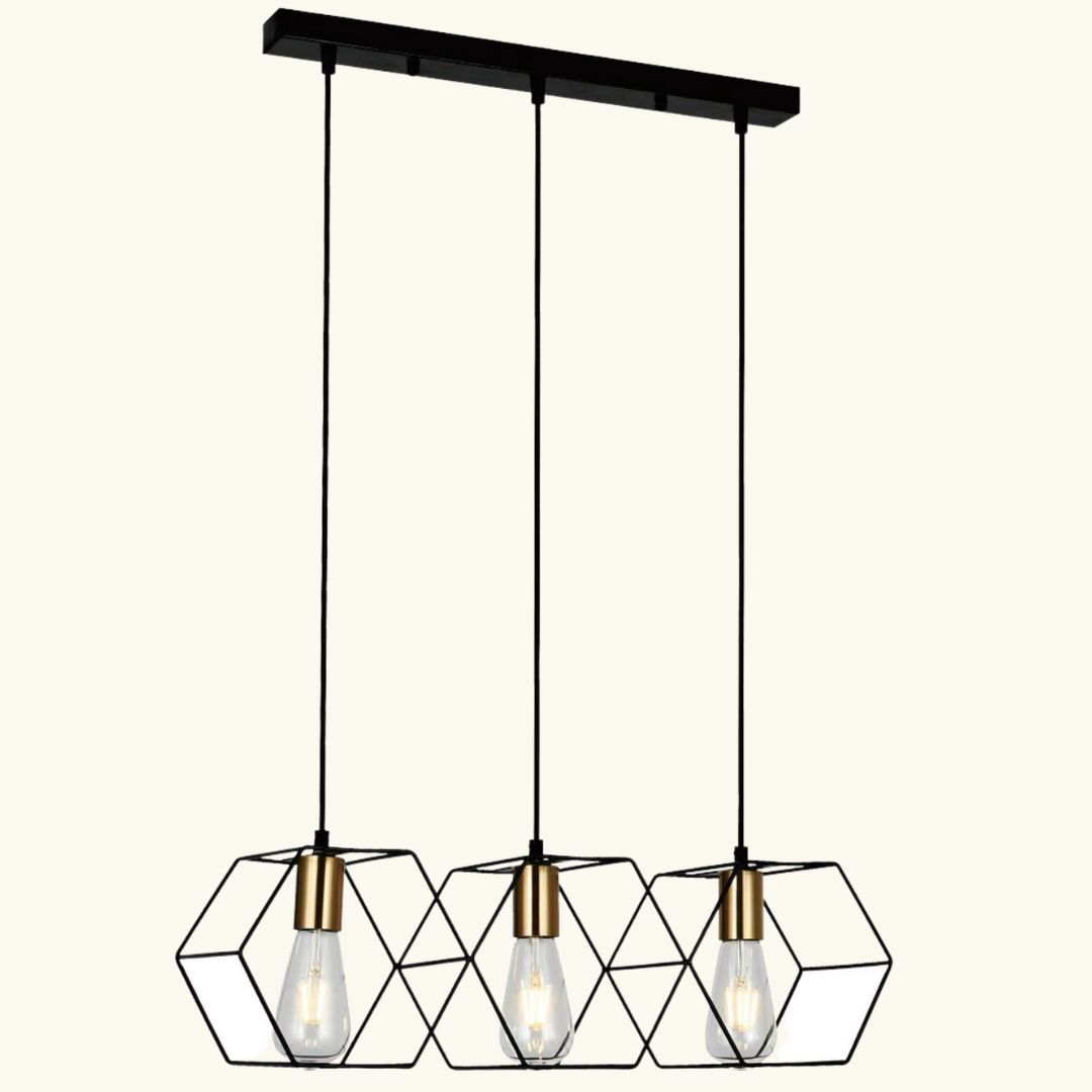 OCTO Matte Black Pendant Light – 3 Light LED by VM Lighting