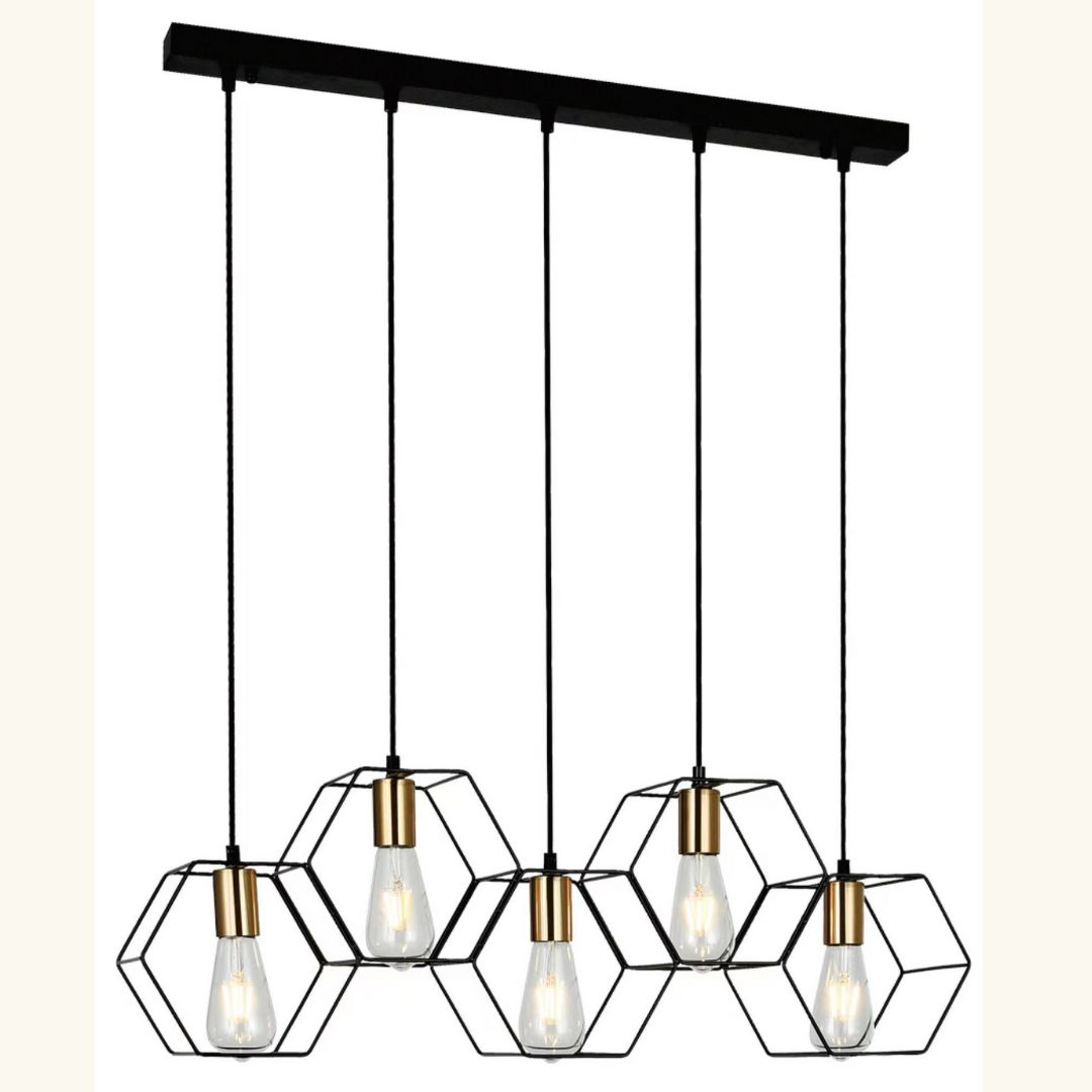 OCTO Matte Black Pendant Light – 5 Light LED by VM Lighting