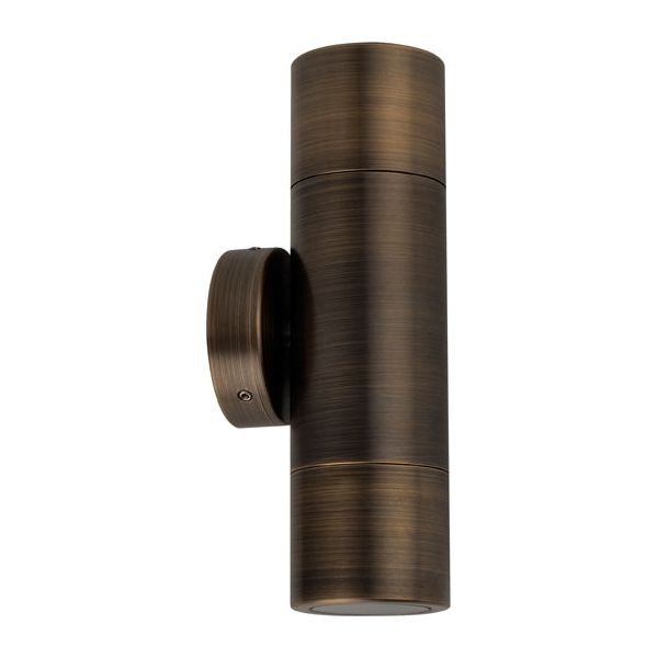 CLA Gu10 Up and Down Exterior Wall Pillar Lights Antique Brass