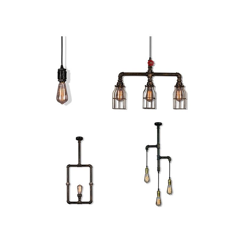 Pipe Industrial Steampunk Square Pendant Light by VM Lighting