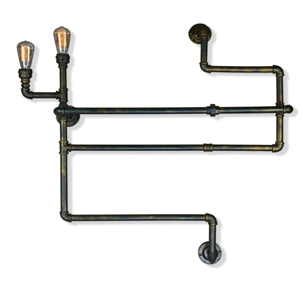 Pipe Industrial Steampunk Bookshelf Wall Light by VM Lighting