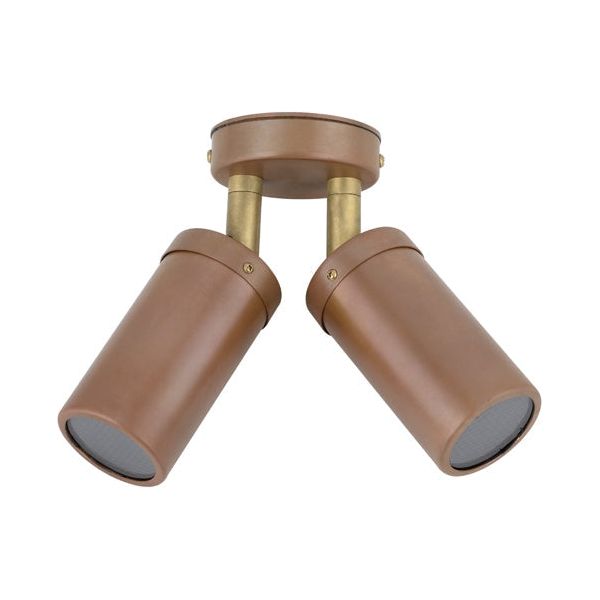 CLA Gu10 Double Adjustable Exterior Wall Pillar Lights Aged Copper