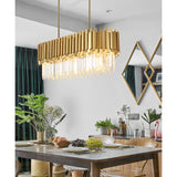 Regina Satin Brass Clear Crystal Pendant 80cm by VM Lighting