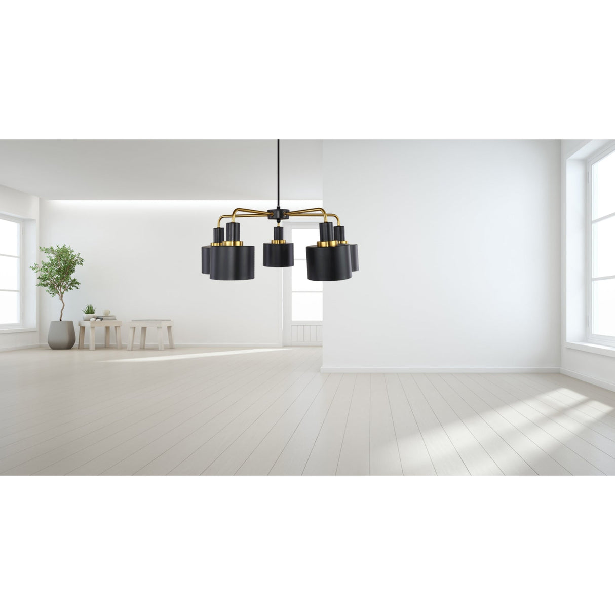 Rondo 1Lt/5Lt Black+SG Pendant by VM Lighting