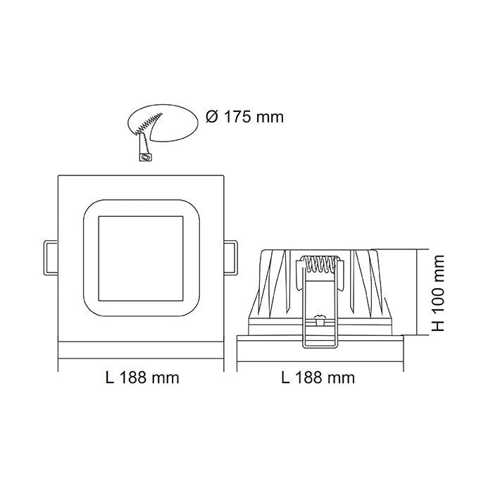 SAL Punnet S9651 175mm IP44 LED Sqaure Profile Downlight