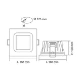 SAL Punnet S9651 175mm IP44 LED Sqaure Profile Downlight