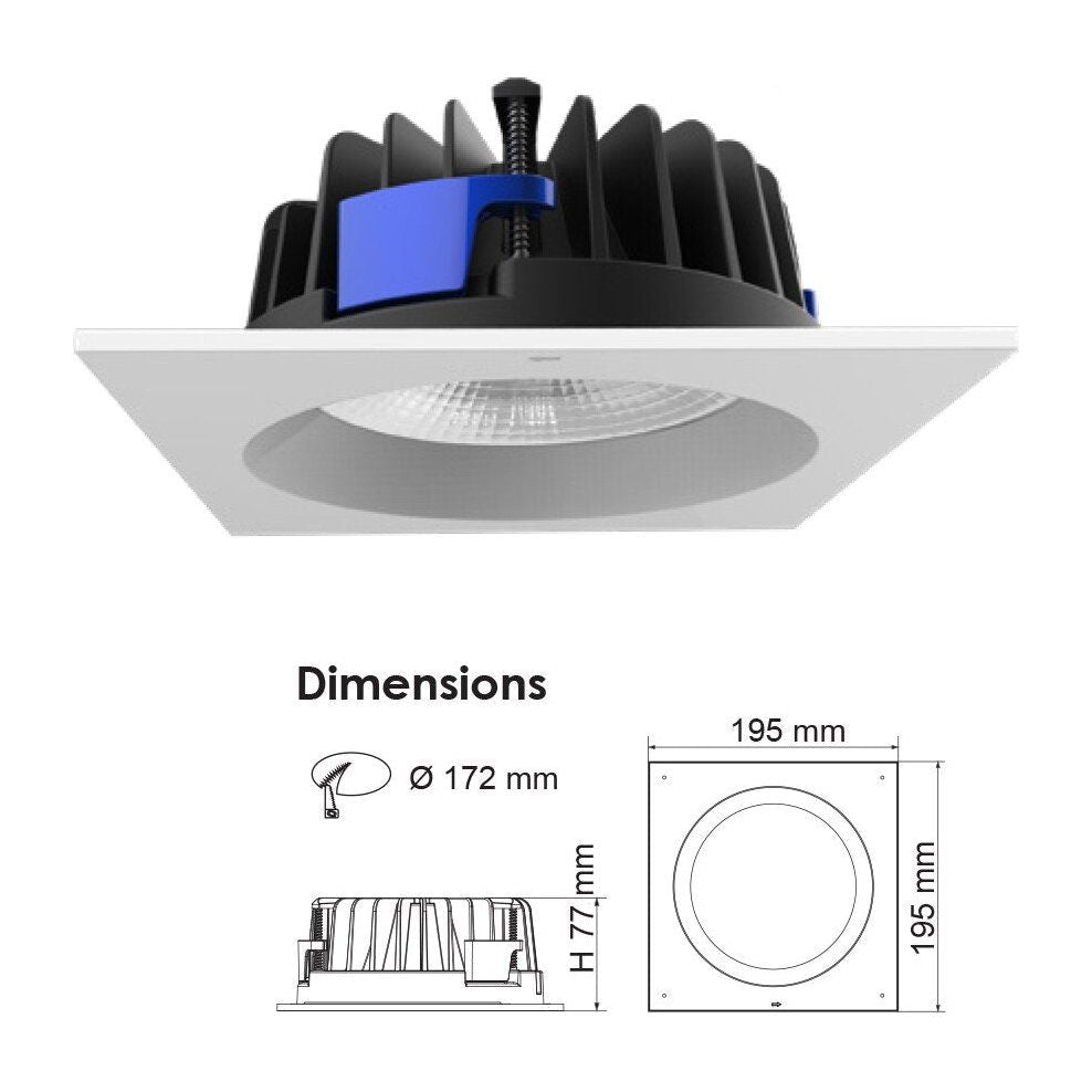 SAL UNI LED S9656 SQ 25W Square Profile IP54 LED Downlight