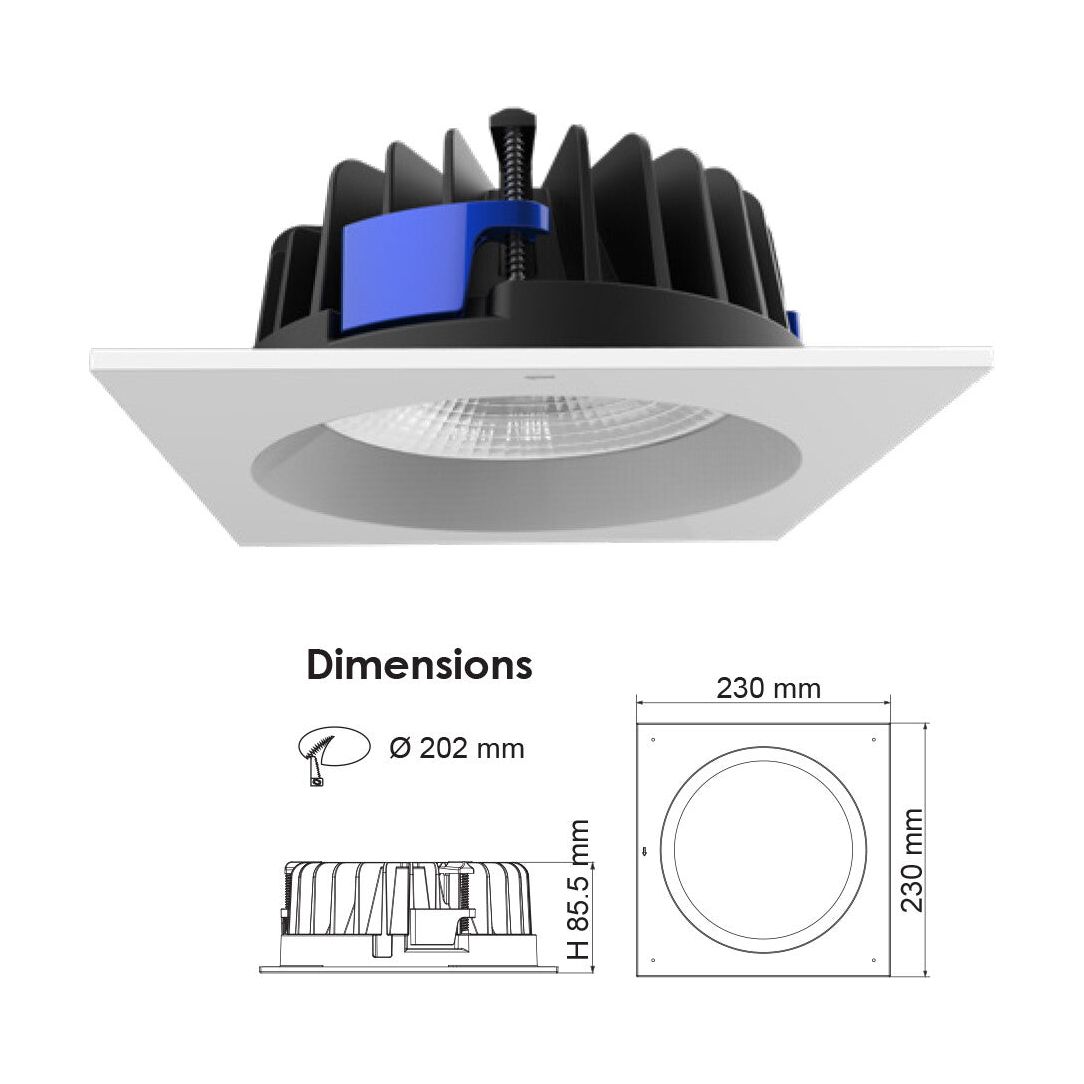 SAL UNI LED S9658 SQ 50W Square Profile IP54 LED Downlight