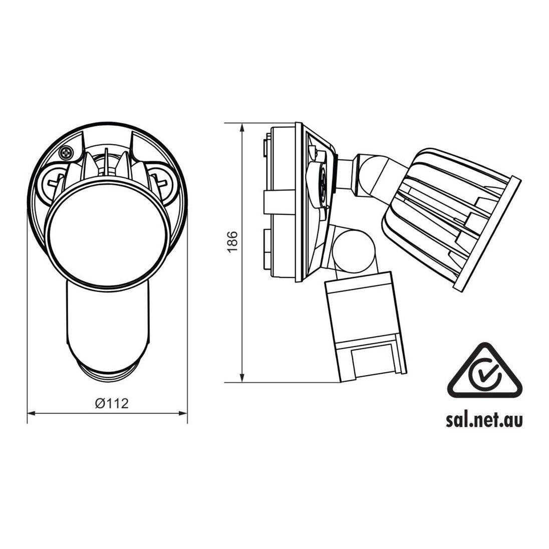 SAL STARGEM III SES70801/TC 15W IP54 LED Floodlight with PIR Sensor