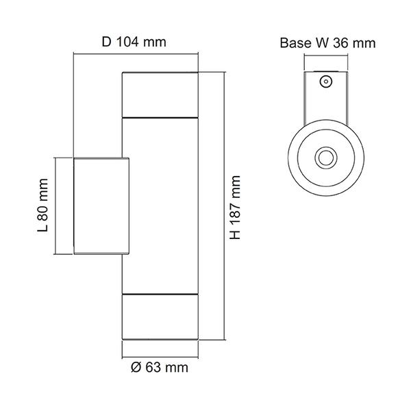 SAL New Bondi SL7222TC IP65 GU10 Wall Luminaire UP and DOWN with GU10 selectable TC Lamps Included