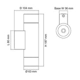 SAL New Bondi SL7222TC IP65 GU10 Wall Luminaire UP and DOWN with GU10 selectable TC Lamps Included