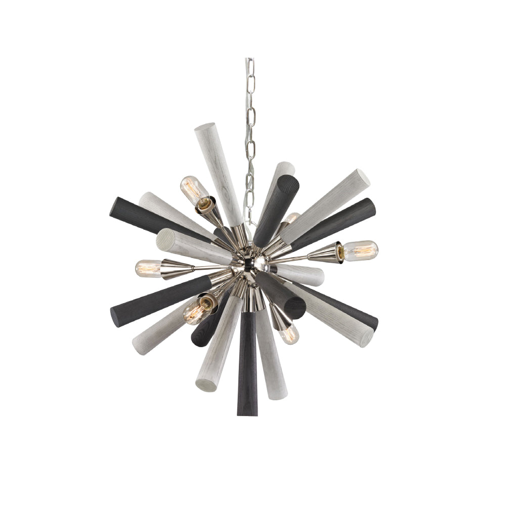 CLA SPUTNIK Polished Nickel Dark-Light Grey Washed Wood Pendant