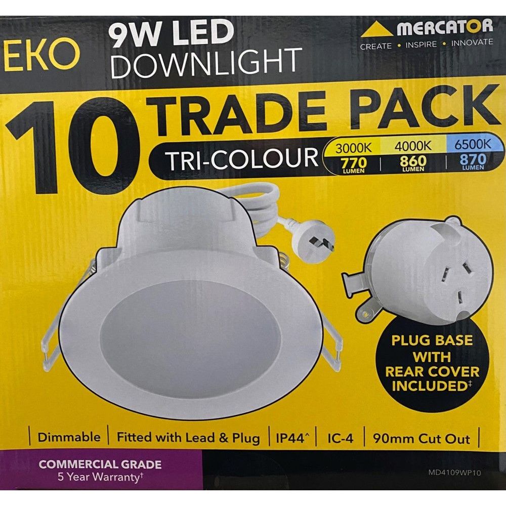 Mercator EKO-2 10 Pack Tri-colour 9W LED Downlight